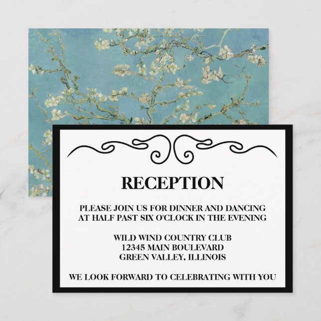 Invitación Elegante recepción de bodas "Almond Blossom" (Anverso / Reverso)