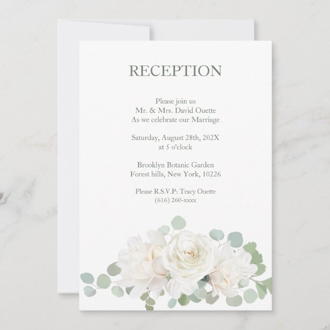 Invitación Elegante recepción de bodas botánicas (Anverso)