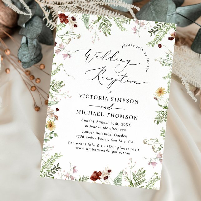 Invitación Elegante recepción de Boho Wildflower Wedding (Subido por el creador)
