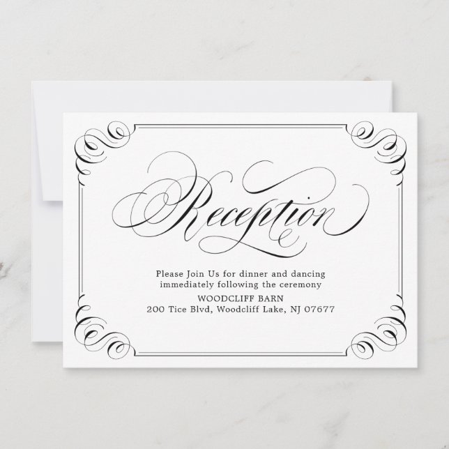 Invitación Elegante recepción de caligrafía floreciente vinta (Anverso)