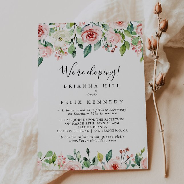 Invitación Elegante Recepción De Elopement Floral De Otoño (Subido por el creador)