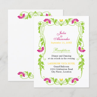 Invitación Elegante recepción de hoja floral y remolinos