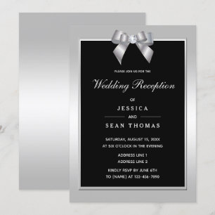 Invitación Elegante recepción de madera plateada y casamiento