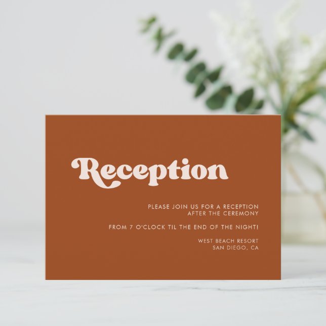 Invitación Elegante recepción de naranja retro quemado (Anverso de pie)