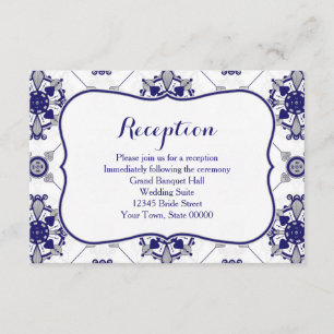 Invitación Elegante recepción de patrón de medallón azul real