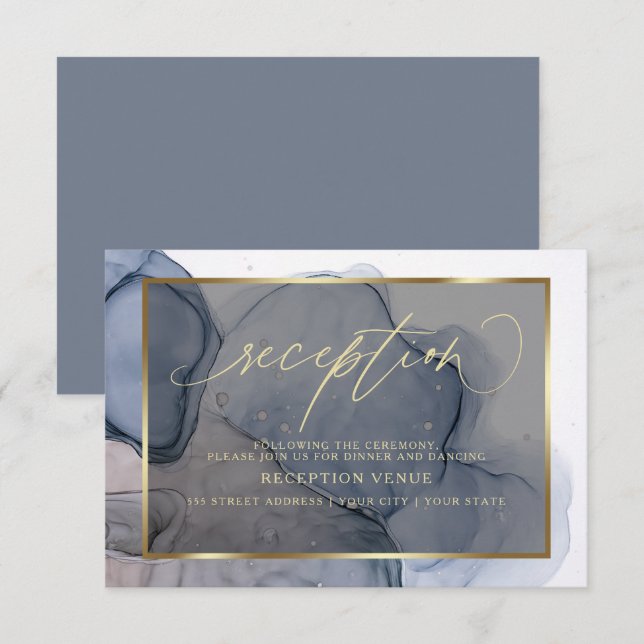 Invitación Elegante recepción de tinta de alcohol (Anverso / Reverso)