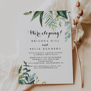 Invitación Elegante recepción de verde tropical Elopement