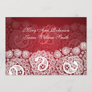 Invitación Elegante recepción Estrella Paisley Lace Rojo