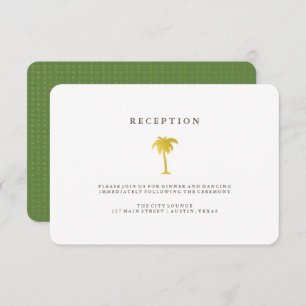Invitación Elegante recepción Faux Gold Palm Tree   Verde