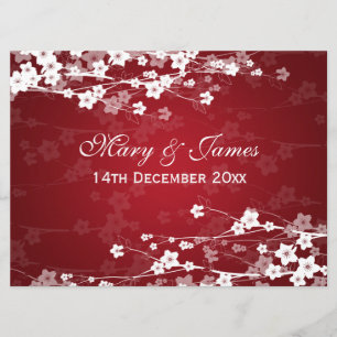 Invitación Elegante Recepción Flor de Cerezo Roja