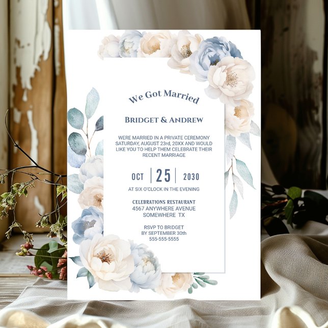 Invitación Elegante recepción floral blanca blanca (Subido por el creador)