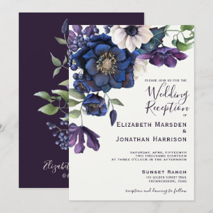 Invitación Elegante recepción floral de bodas de la Marina Pú