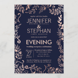 Invitación Elegante recepción floral de Rosa azul de la Marin