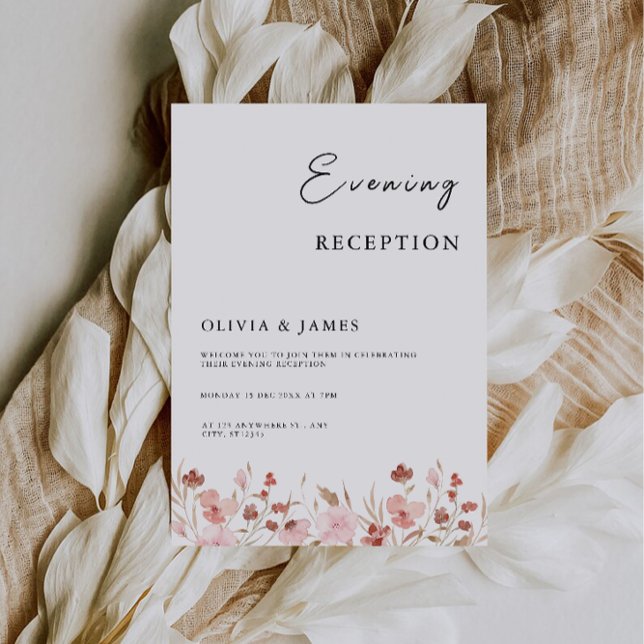 Invitación Elegante recepción nocturna Rosa (Elegant Rose Evening Reception Invitation)