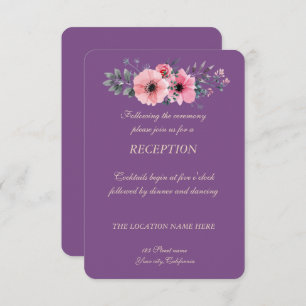 Invitación Elegante recepción romántica de boda floral