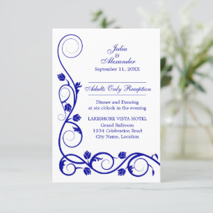 Invitación Elegante recepción Royal Blue Swirls