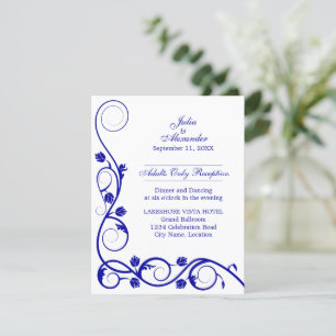 Invitación Elegante recepción Royal Blue Swirls
