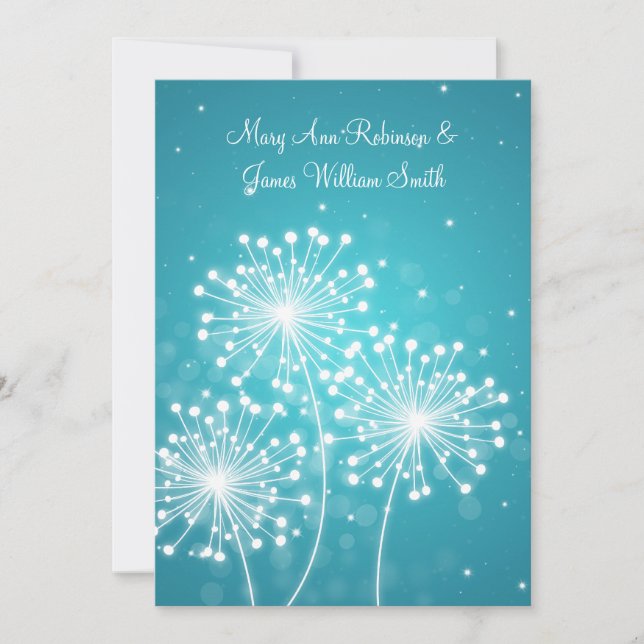 Invitación Elegante Recepción Verano Brillo Turquesa (Anverso)