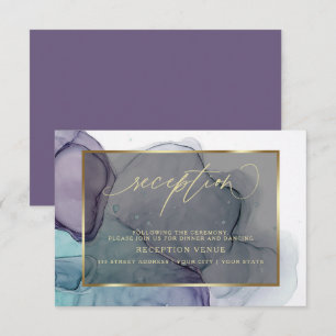 Invitación Elegante recepción Verde azulada de Plum Purple Sm