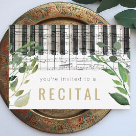 Invitación elegante recital de piano de piano acuarela