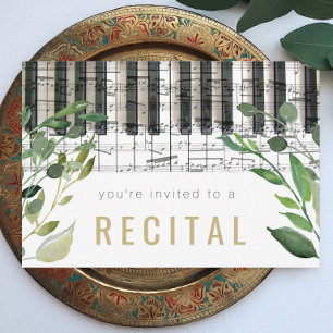 Invitación elegante recital de piano de piano acuarela