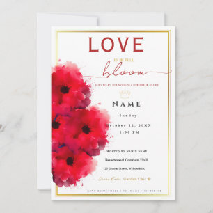 Invitación Elegante Red Floral Bridal Shower Minimalista