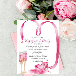 Invitación Elegante Red Hearts Champagne Glass