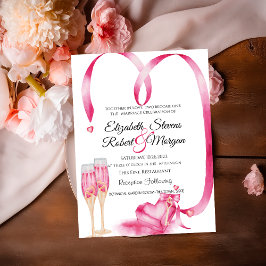 Invitación Elegante Red Hearts Champagne Glass