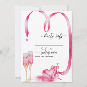 Invitación Elegante Red Hearts Champagne Glass RSVP