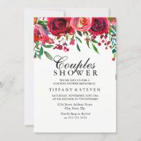 Elegante Red Rose Flower Couples Shower