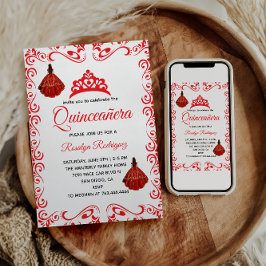 Invitación Elegante Red Royal Quinceañera
