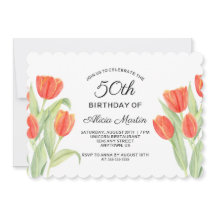 Elegante Red Tulip Flora 50 cumpleaños