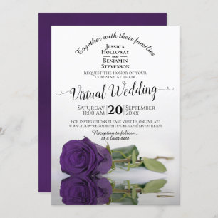 Invitación Elegante Reflejando Boda virtual Rosa púrpura