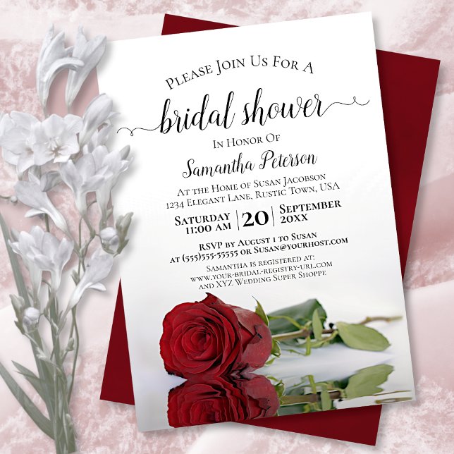 Invitación Elegante Reflejando La Ducha De Novias Rojas (Subido por el creador)