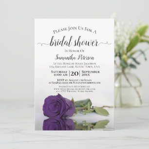Invitación Elegante Reflejo De La Ducha De Novias Rosa Púrpur