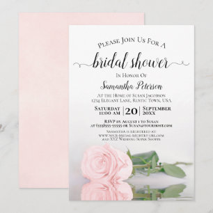 Invitación Elegante Reflejo De La Ducha De Novias Rosa Rosa D
