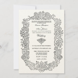 Invitación Elegante Regal Aves de cuento de hadas Invitado Bo