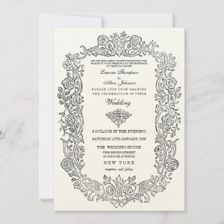 Invitación Elegante Regal Aves de cuento de hadas Invitado Bo
