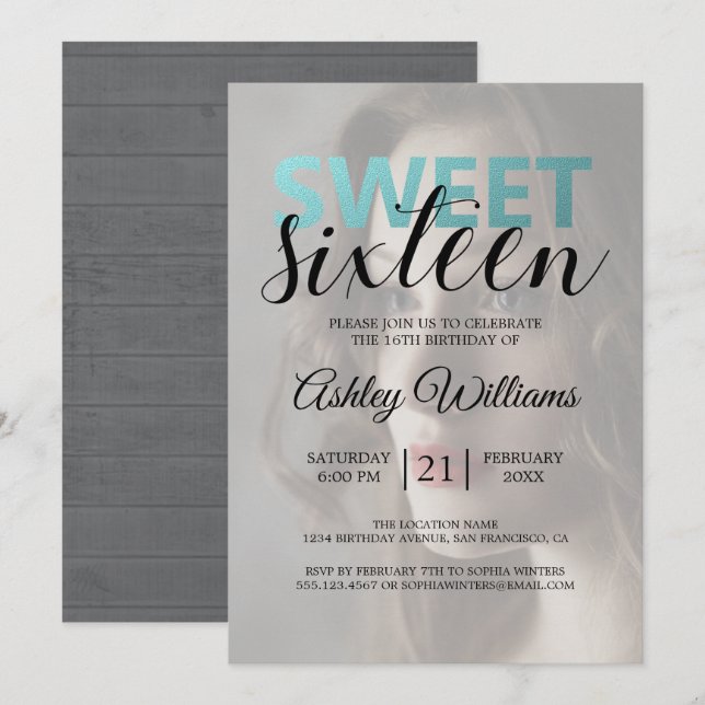 Invitación Elegante Relieve metalizado azul moderno elegante  (Anverso / Reverso)