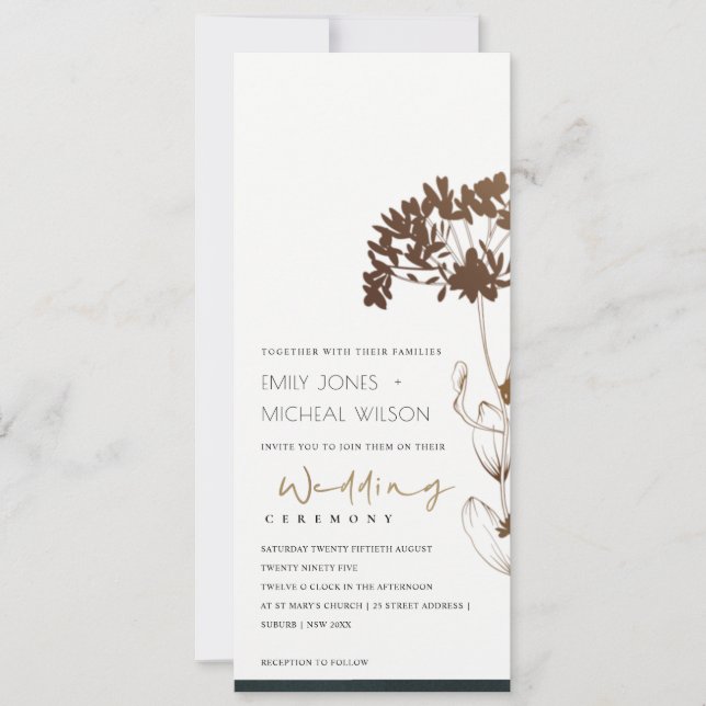 INVITACIÓN ELEGANTE RELIEVE METALIZADO DE COBRE HIDRANGEA BOD (Anverso)