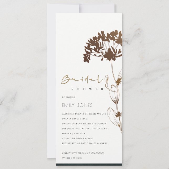 INVITACIÓN ELEGANTE RELIEVE METALIZADO DE COBRE HIDRANGEA DUC (Anverso)