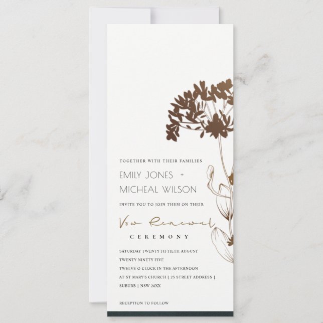 INVITACIÓN ELEGANTE RELIEVE METALIZADO DE COBRE HIDRANGEA REN (Anverso)