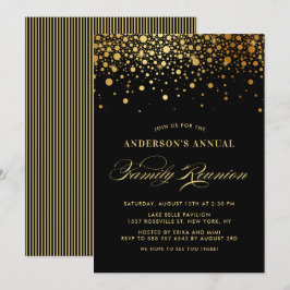 Invitación Elegante Relieve metalizado dorado Confetti Reunió