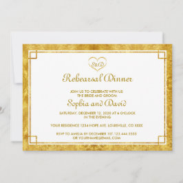 Invitación Elegante Relieve metalizado dorado Corazón REHEARS