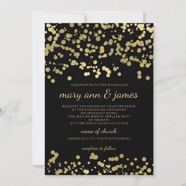 Invitación Elegante Relieve metalizado dorado de bodas parece (Anverso)