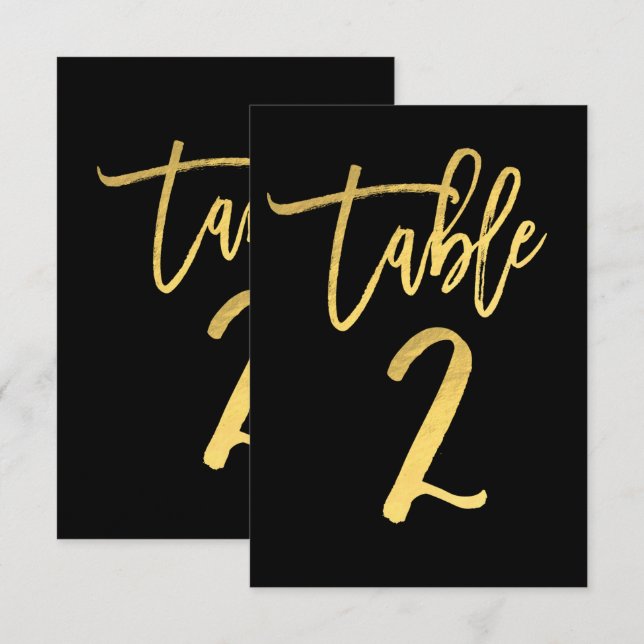 Invitación Elegante Relieve metalizado dorado de escritura mo (Anverso / Reverso)