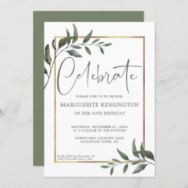 Invitación Elegante Relieve metalizado dorado de Verdor Botán