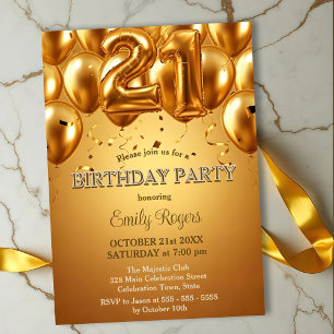 Invitación Elegante Relieve metalizado dorado deslumbrante Gl