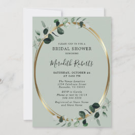 Invitación Elegante Relieve metalizado dorado Eucalyptus Sage