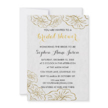Elegante Relieve metalizado dorado floral Invitaci